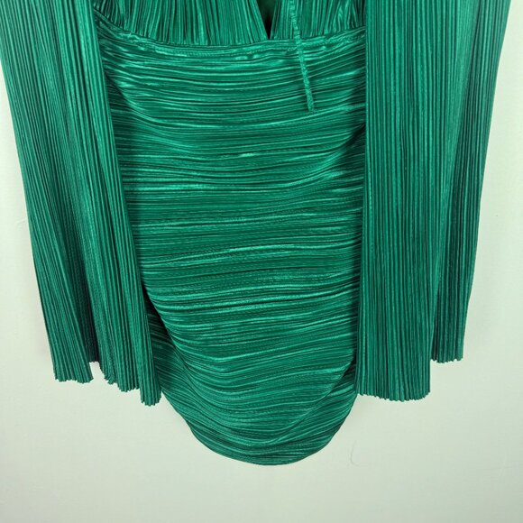 Hello Molly Hype Girl Plisse Long Sleeve Mini Dress Green US Size 8 - Picture 11 of 12